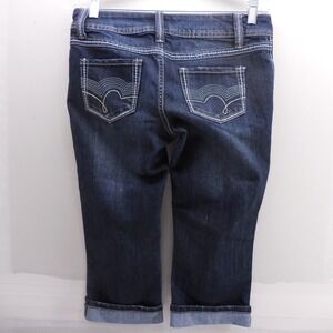 2000s VTG Mudd Dark Wash Cuffed Capri Jeans‎ Low Rise Embroidered Pocket Size 7